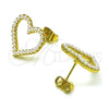 Arete Dormilona 02.379.0032 Oro Laminado, Diseño de Corazón, con Marfil Perla, Pulido, Tono Dorado