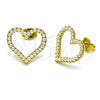 Arete Dormilona 02.379.0032 Oro Laminado, Diseño de Corazón, con Marfil Perla, Pulido, Tono Dorado