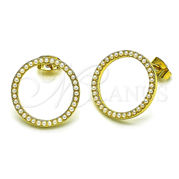 Arete Dormilona 02.379.0034 Oro Laminado, con Marfil Perla, Pulido, Tono Dorado
