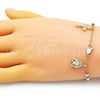 Pulsera de Dije 03.253.0088.08 Oro Laminado, Diseño de Jesus y Crucifijo, Diamantado, Tres Tonos (04 MM Thickness, 8 Inches Length)
