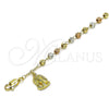 Pulsera de Dije 03.253.0088.08 Oro Laminado, Diseño de Jesus y Crucifijo, Diamantado, Tres Tonos (04 MM Thickness, 8 Inches Length)