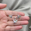 Juego de Arete y Dije de Adulto 10.399.0008 Plata Rodinada, Diseño de Mariposa, con Madre Perla Multicolor, Pulido, Tono Plateado