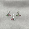 Juego de Arete y Dije de Adulto 10.399.0009 Plata Rodinada, Diseño de Pescado, con Madre Perla Multicolor, Pulido, Tono Plateado