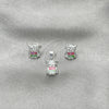 Juego de Arete y Dije de Adulto 10.399.0015 Plata Rodinada, Diseño de Búho, con Madre Perla Multicolor, Pulido, Tono Plateado