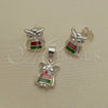 Juego de Arete y Dije de Adulto 10.399.0015 Plata Rodinada, Diseño de Búho, con Madre Perla Multicolor, Pulido, Tono Plateado