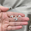 Juego de Arete y Dije de Adulto 10.406.0001 Plata Rodinada, Diseño de Delfín, con Cristal Blanca, Pulido, Tono Plateado