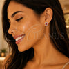 Arete Dormilona 02.399.0038.1 Plata Rodinada, con Zirconia Cubica Blanca y Perla Rojo Naranja, Pulido, Tono Plateado