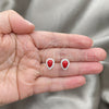 Arete Dormilona 02.399.0038.1 Plata Rodinada, con Zirconia Cubica Blanca y Perla Rojo Naranja, Pulido, Tono Plateado