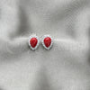 Arete Dormilona 02.399.0038.1 Plata Rodinada, con Zirconia Cubica Blanca y Perla Rojo Naranja, Pulido, Tono Plateado