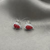 Arete Dormilona 02.399.0038.1 Plata Rodinada, con Zirconia Cubica Blanca y Perla Rojo Naranja, Pulido, Tono Plateado