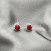Arete Dormilona 02.399.0036.1 Plata Rodinada, con Zirconia Cubica Blanca y Perla Rojo Naranja, Pulido, Tono Plateado