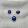 Juego de Arete y Dije de Adulto 10.392.0001 Plata Rodinada, con Perla Denin Blue, Pulido, Tono Plateado