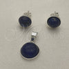 Juego de Arete y Dije de Adulto 10.392.0001 Plata Rodinada, con Perla Denin Blue, Pulido, Tono Plateado