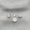 Juego de Arete y Dije de Adulto 10.392.0005 Plata Rodinada, con Opal Rosa, Pulido, Tono Plateado