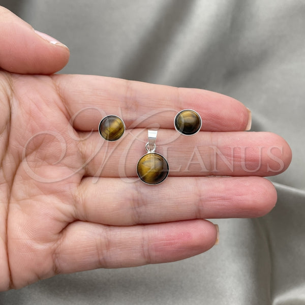 Juego de Arete y Dije de Adulto 10.392.0006 Plata Rodinada, con Opal Onix Negro, Pulido, Tono Plateado