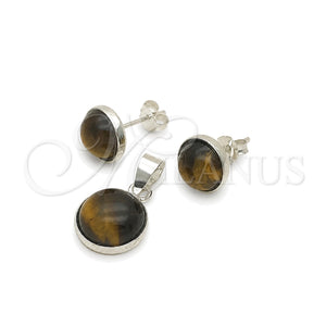 Juego de Arete y Dije de Adulto 10.392.0006 Plata Rodinada, con Opal Onix Negro, Pulido, Tono Plateado