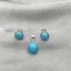 Juego de Arete y Dije de Adulto 10.392.0007 Plata Rodinada, con Opal Light Turquoise, Pulido, Tono Plateado