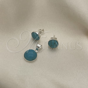 Juego de Arete y Dije de Adulto 10.392.0007 Plata Rodinada, con Opal Light Turquoise, Pulido, Tono Plateado