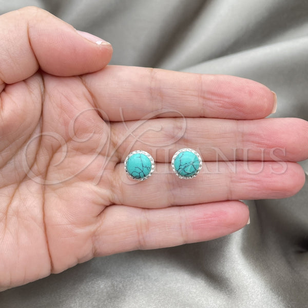 Arete Dormilona 02.399.0046 Plata Rodinada, con Perla Light Turquoise, Pulido, Tono Plateado
