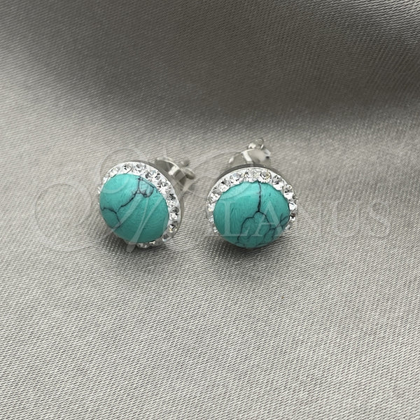 Arete Dormilona 02.399.0046 Plata Rodinada, con Perla Light Turquoise, Pulido, Tono Plateado