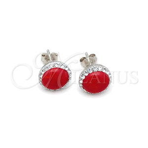 Arete Dormilona 02.399.0047 Plata Rodinada, con Perla Rojo Naranja, Pulido, Tono Plateado