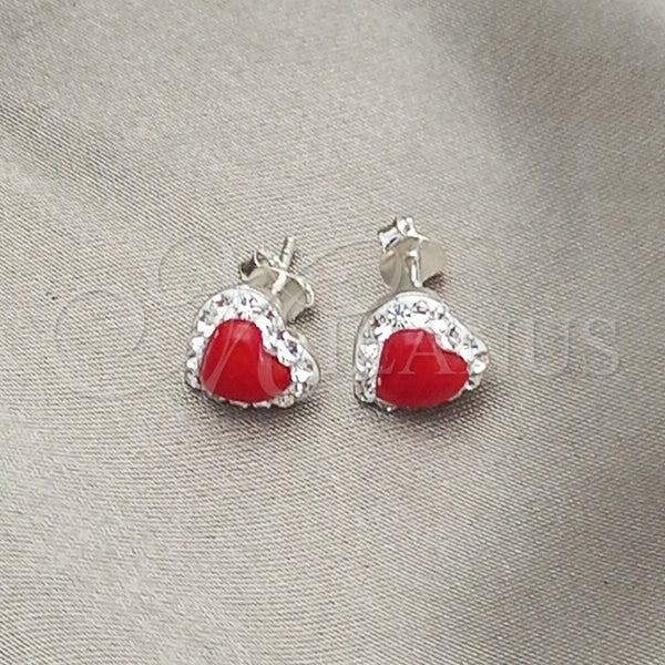 Arete Dormilona 02.399.0049 Plata Rodinada, con Perla Rojo Naranja, Pulido, Tono Plateado