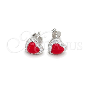 Arete Dormilona 02.399.0049 Plata Rodinada, con Perla Rojo Naranja, Pulido, Tono Plateado