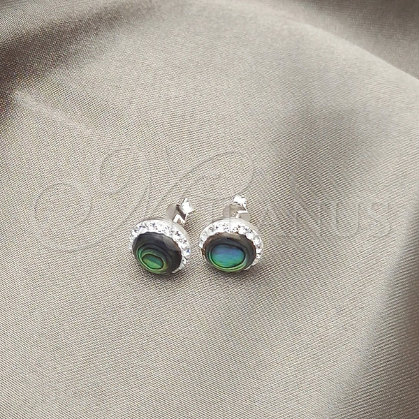 Arete Dormilona 02.399.0050 Plata Rodinada, con Perla Verde, Pulido, Tono Plateado