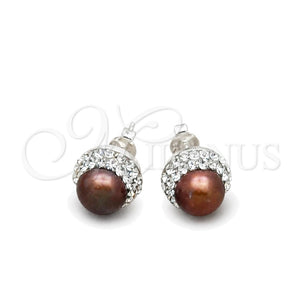 Arete Dormilona 02.399.0051 Plata Rodinada, con Perla Onix Negro, Pulido, Tono Plateado