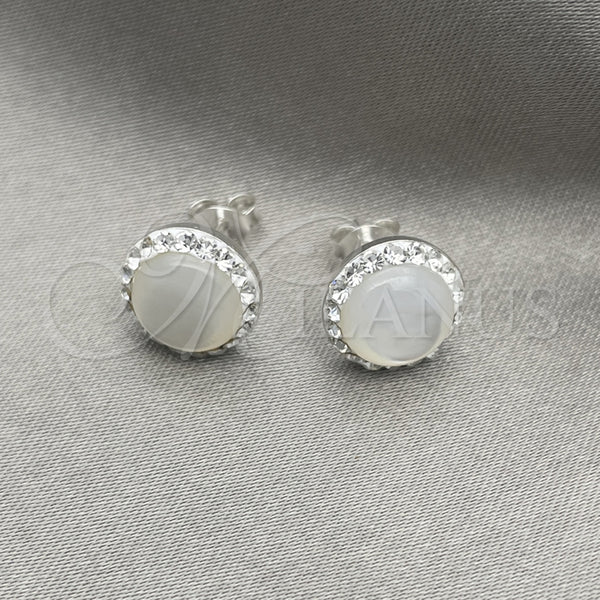 Arete Dormilona 02.399.0053 Plata Rodinada, con Perla Marfil, Pulido, Tono Plateado