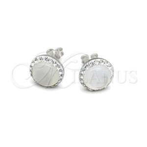 Arete Dormilona 02.399.0053 Plata Rodinada, con Perla Marfil, Pulido, Tono Plateado