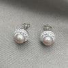 Arete Dormilona 02.399.0055 Plata Rodinada, con Perla Rosa, Pulido, Tono Plateado