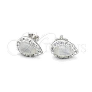 Arete Dormilona 02.399.0056 Plata Rodinada, con Perla Marfil, Pulido, Tono Plateado