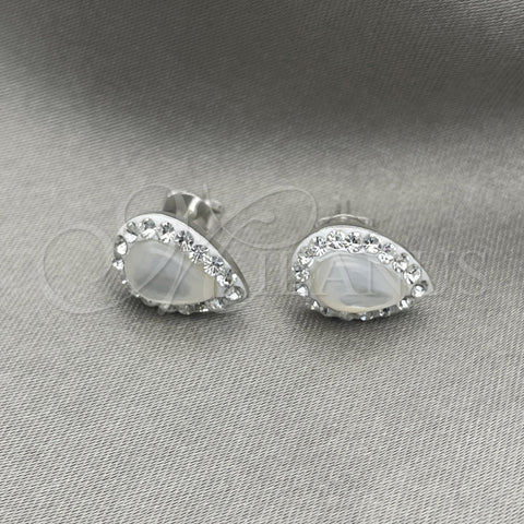 Arete Dormilona 02.399.0056 Plata Rodinada, con Perla Marfil, Pulido, Tono Plateado