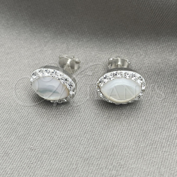 Arete Dormilona 02.399.0058 Plata Rodinada, con Perla Marfil, Pulido, Tono Plateado