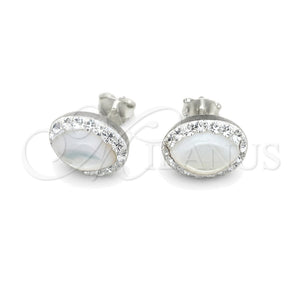 Arete Dormilona 02.399.0058 Plata Rodinada, con Perla Marfil, Pulido, Tono Plateado