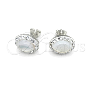 Arete Dormilona 02.399.0058 Plata Rodinada, con Perla Marfil, Pulido, Tono Plateado