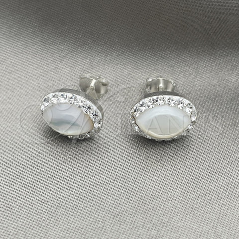 Arete Dormilona 02.399.0058 Plata Rodinada, con Perla Marfil, Pulido, Tono Plateado
