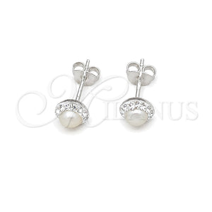 Arete Dormilona 02.399.0059 Plata Rodinada, con Marfil Perla, Pulido, Tono Plateado