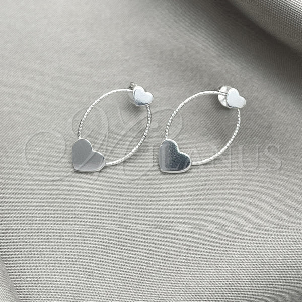 Arete Dormilona 02.399.0063 Plata Rodinada, Diseño de Corazón, Diamantado, Tono Plateado