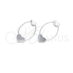 Arete Dormilona 02.399.0063 Plata Rodinada, Diseño de Corazón, Diamantado, Tono Plateado