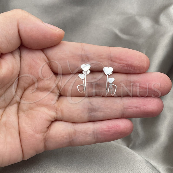 Arete Dormilona 02.399.0064 Plata Rodinada, Diseño de Corazón, Pulido, Tono Plateado