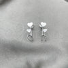 Arete Dormilona 02.399.0064 Plata Rodinada, Diseño de Corazón, Pulido, Tono Plateado