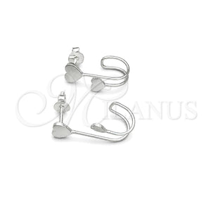 Arete Dormilona 02.399.0064 Plata Rodinada, Diseño de Corazón, Pulido, Tono Plateado