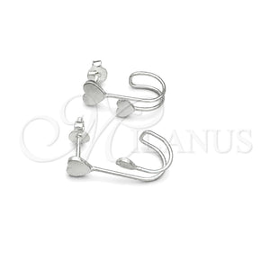 Arete Dormilona 02.399.0064 Plata Rodinada, Diseño de Corazón, Pulido, Tono Plateado