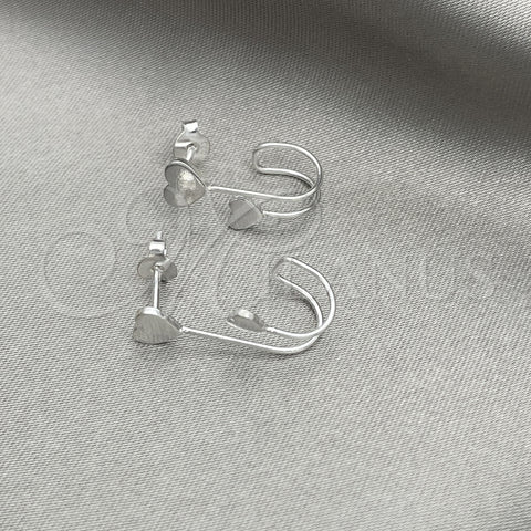 Arete Dormilona 02.399.0064 Plata Rodinada, Diseño de Corazón, Pulido, Tono Plateado
