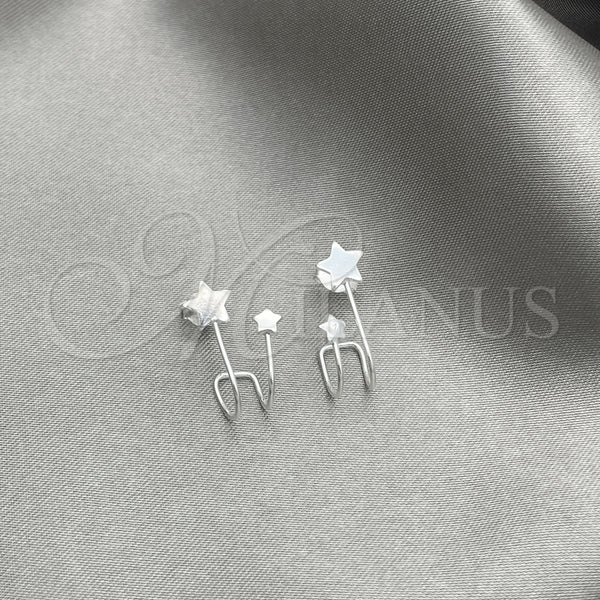 Arete Dormilona 02.399.0065 Plata Rodinada, Diseño de Estrella, Pulido, Tono Plateado
