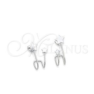 Arete Dormilona 02.399.0065 Plata Rodinada, Diseño de Estrella, Pulido, Tono Plateado