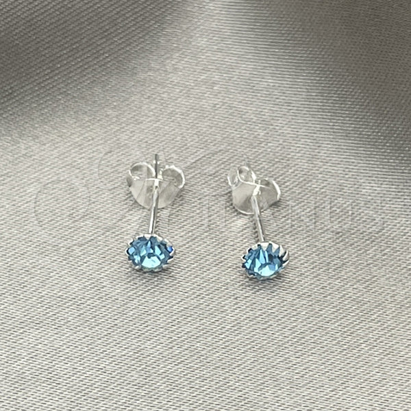 Arete Dormilona 02.397.0039.03 Plata Rodinada, con Zirconia Cubica Aguamarina, Pulido, Tono Plateado