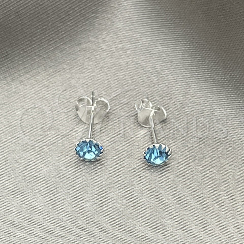 Arete Dormilona 02.397.0039.03 Plata Rodinada, con Zirconia Cubica Aguamarina, Pulido, Tono Plateado